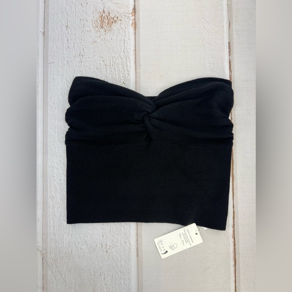 Tube Tops Going Out Cut Out Twist Knot Front Bandeau Ribbed Knit Y2K Strapless L - Picture 11 of 16